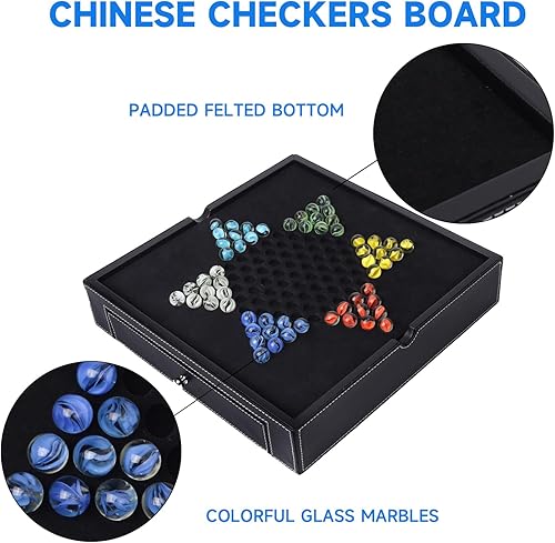 Miniatura 4 de GSE Games & Sports Expert Juego combinado de ajedrez, damas, backgammon, damas chinas y dados de póquer 5 en 1 de 12.5 pulgadas, para niños y adultos