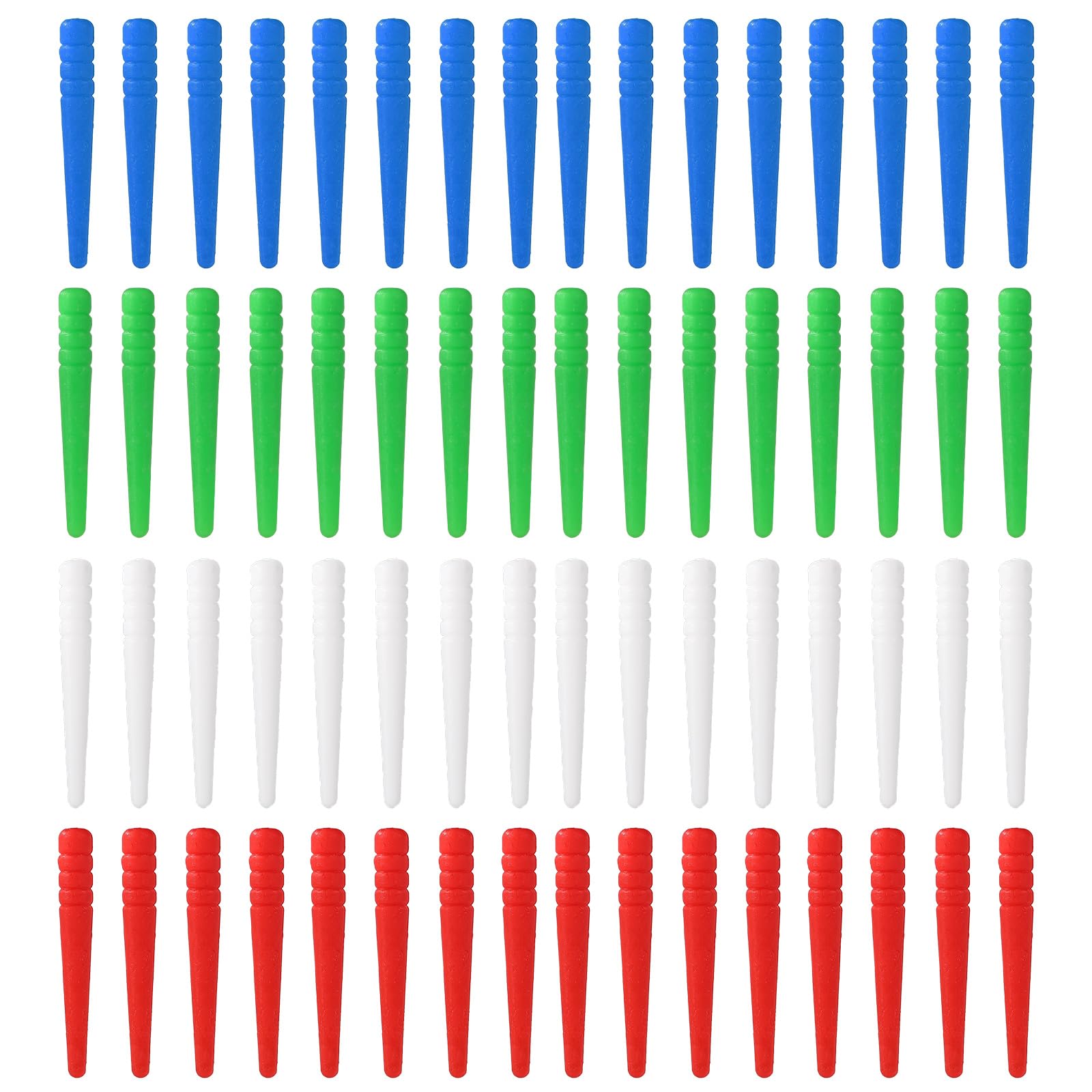 64pcs Cribbage Board Pegs, Fit 1/8 Holes Peg Plastic Custom Crib Pins Replacement with Tapered Design, Personalized Traditional Board Game Template Pegs Accessories(Blue, White, Green, Red)