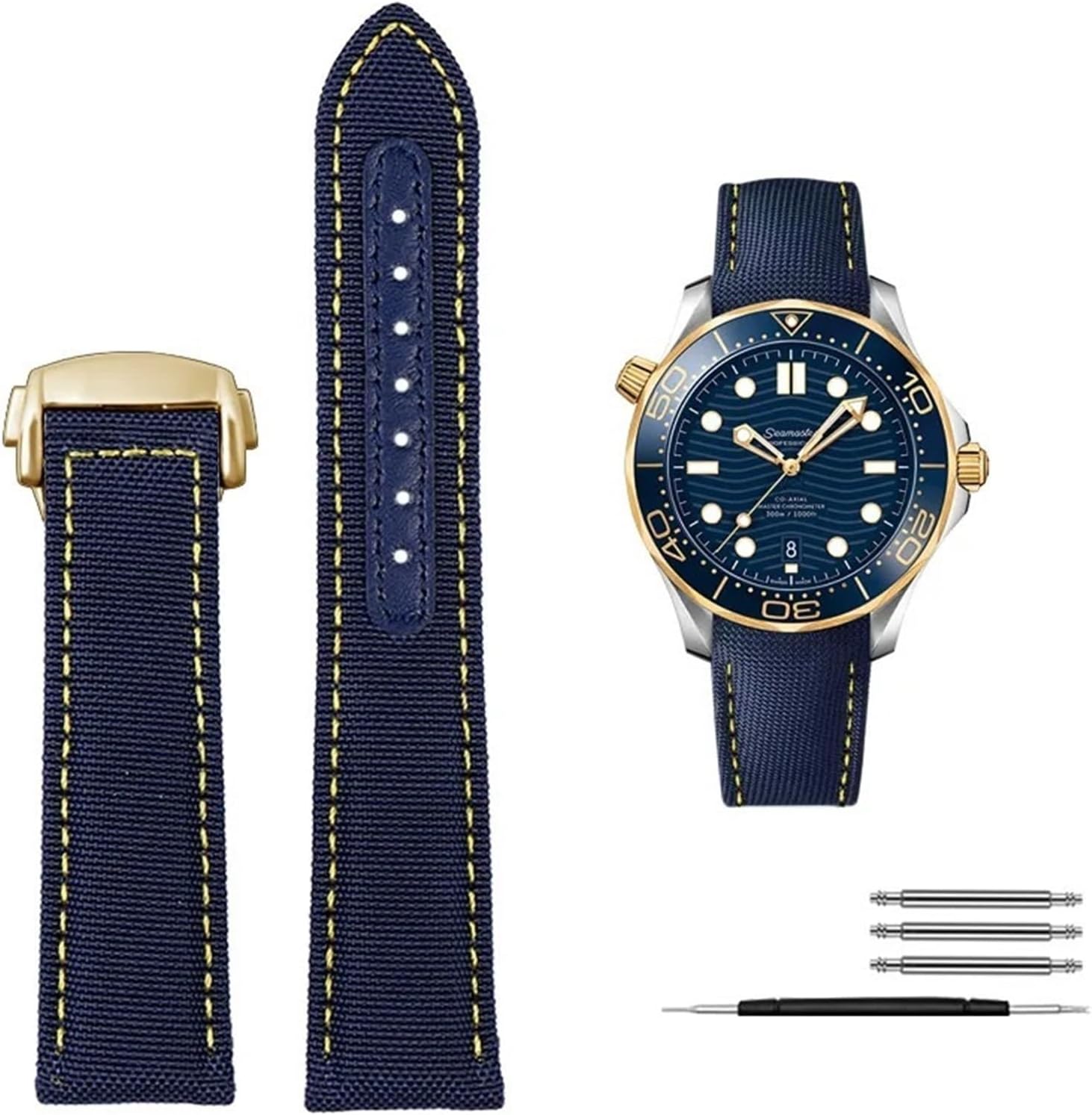 High Density Nylon leather strap For Omega New Seamaster 300 Super Master AT150 Fabric Leather AQUA TERRA men's strap 19mm 20mm