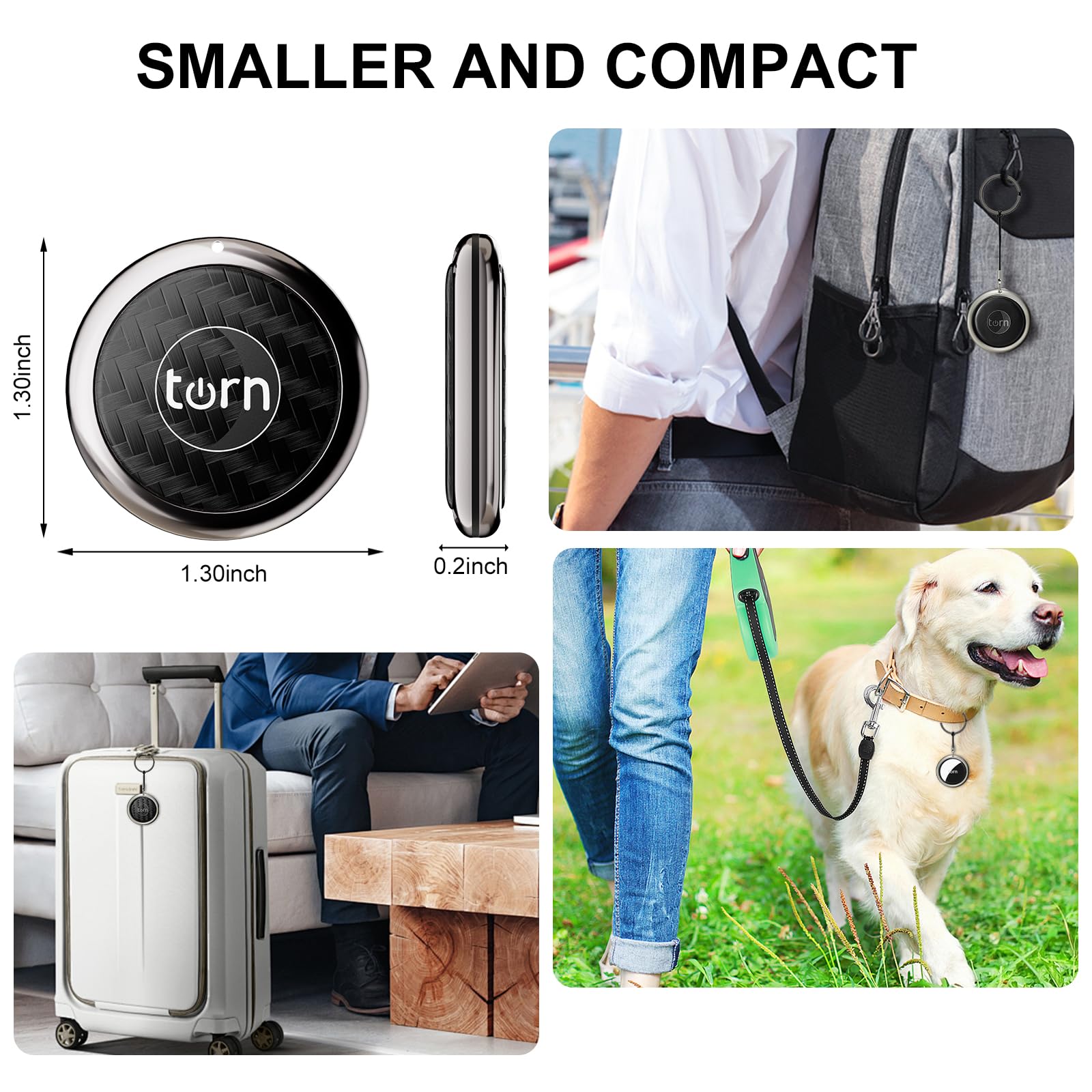 Item Finders Tracker Work for Apple Find My (iOS Only) APP GPS Tracker Tag for Dogs,Cats,Luggage, Keys, Backpack, Satchel Etc. (Black&Carbon)