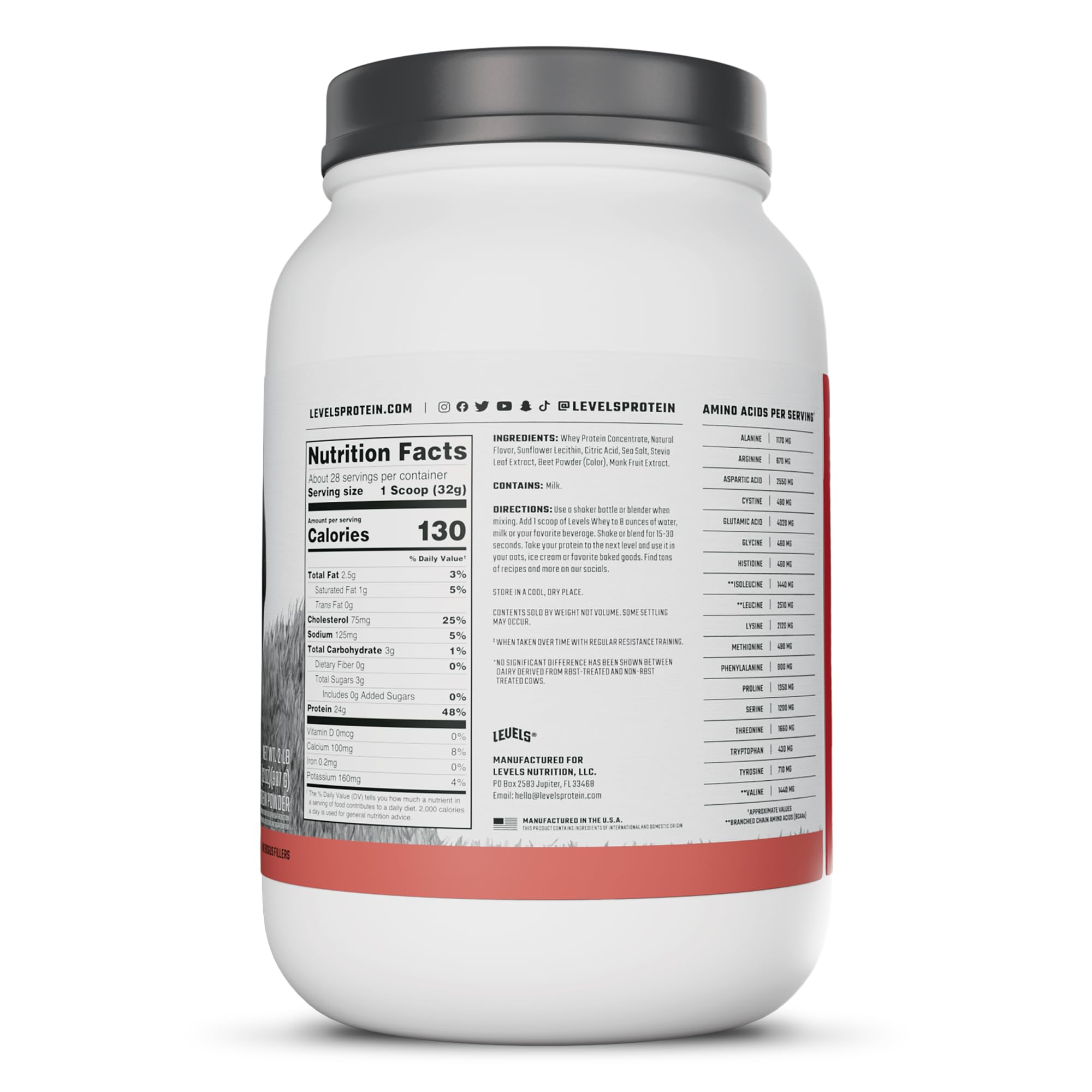 Levels Whey Protein Powder, No Artificial Ingredients, Strawberry, 2LB — Amazon image 8
