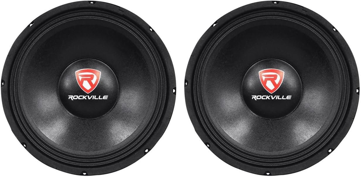 (2) Rockville RVP12W8 12" 1200 Watt Peak/600 Watt RMS 8-Ohm DJ/PA Replacement Raw Subwoofers With 150 Oz Magnets For Strong Bass Response