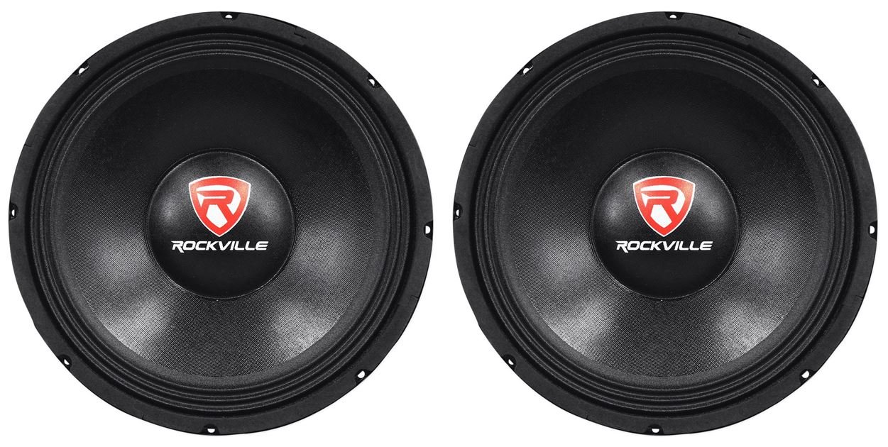 (2) Rockville RVP12W8 12" 1200 Watt Peak/600 Watt RMS 8-Ohm DJ/PA Replacement Raw Subwoofers With 150 Oz Magnets For Strong Bass Response
