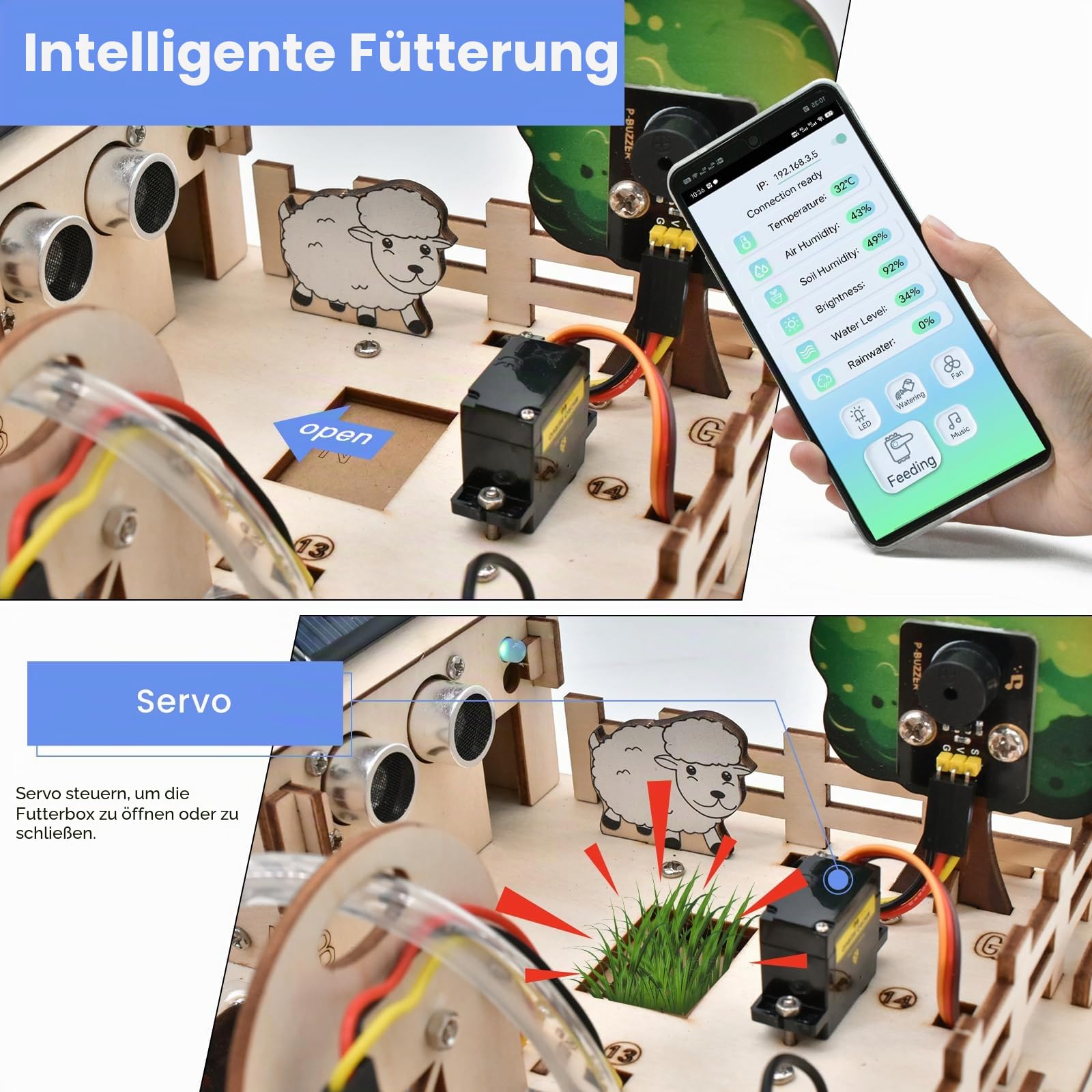 KEYESTUDIO IoT Control Smart Farm Starter-Set für Arduino ESP32, Elektronik-Programmier-Set, kompatibel mit Arduino Scratch Online-Tutorials, DIY-Sensor-Kit, STEM-Pädagogisches Set für Erwachsene