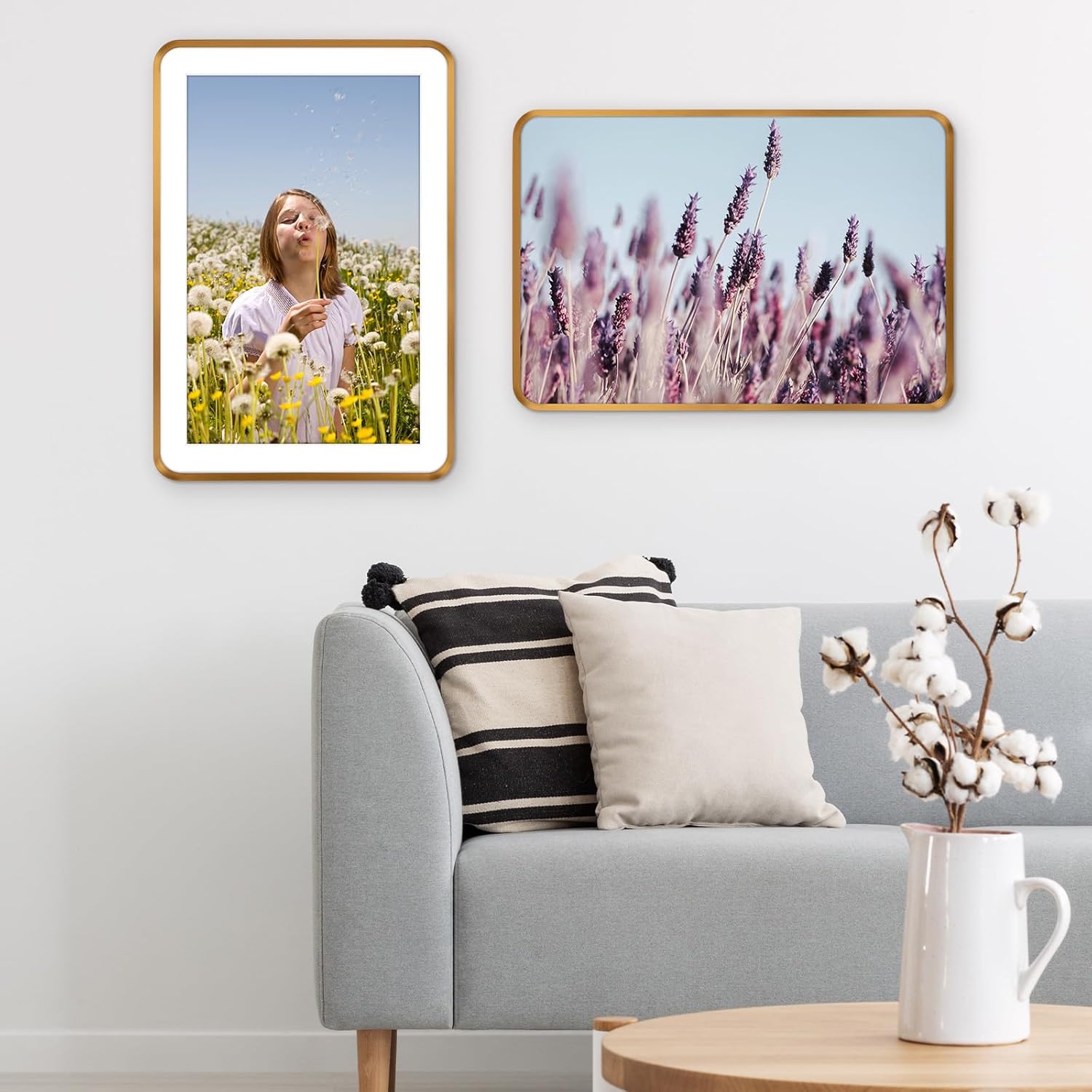 Golden State Art 13x19 Aluminum Picture Frame Bronze Gold - With Mat for 11x17 Photo or Without Mat for Round Edges 13 x 19 Photo with 1-inch Radius Corner - Real Glass - Matte Modern Wall Decor