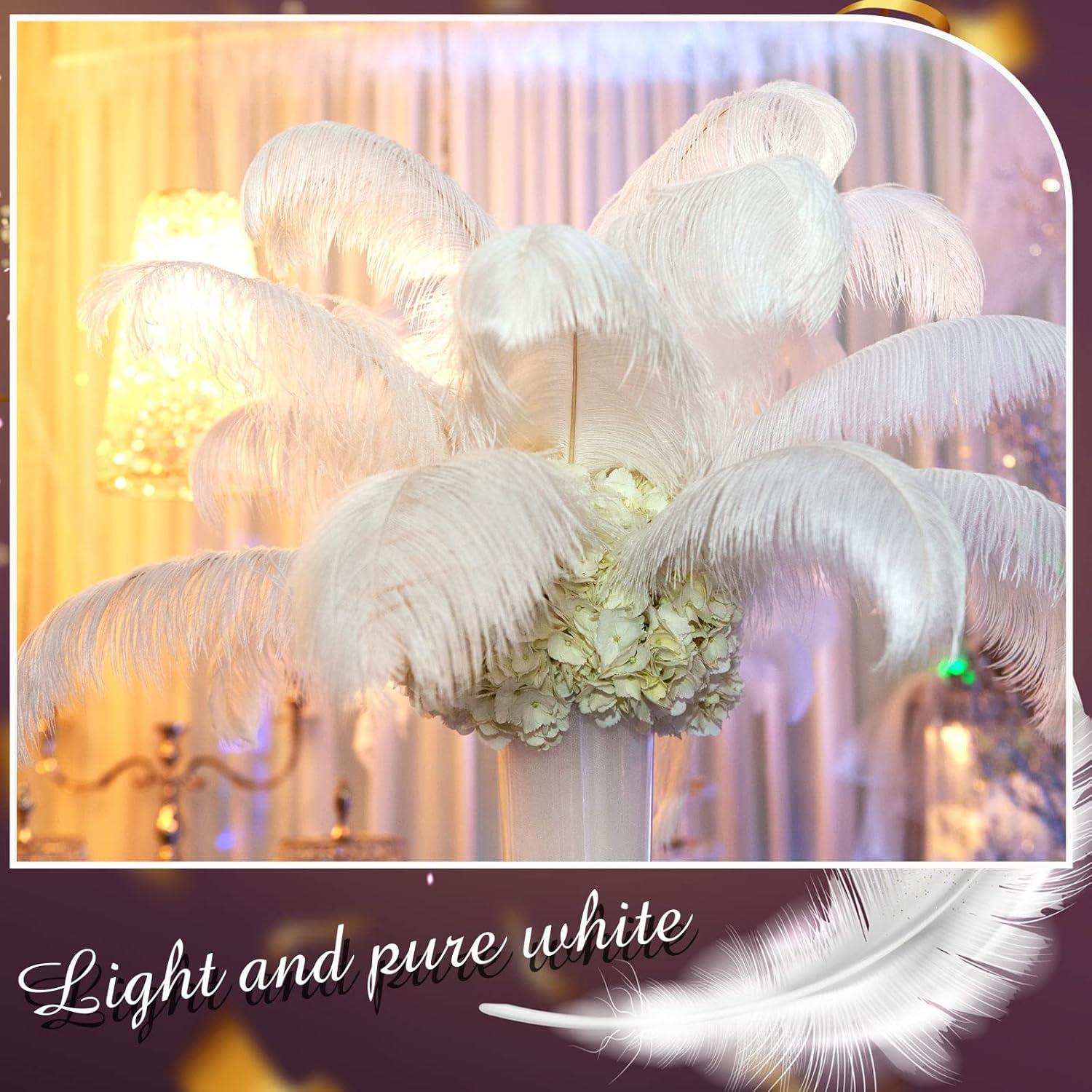 150 Pcs Natural Ostrich Feathers Plumes for Centerpieces 12-14 Inch (30-35 cm) 10-12 Inch (25-30cm) 8-10 Inch (20-25cm) for Wedding Party Centerpieces, Flower Arrangement and Home Decoration (White)