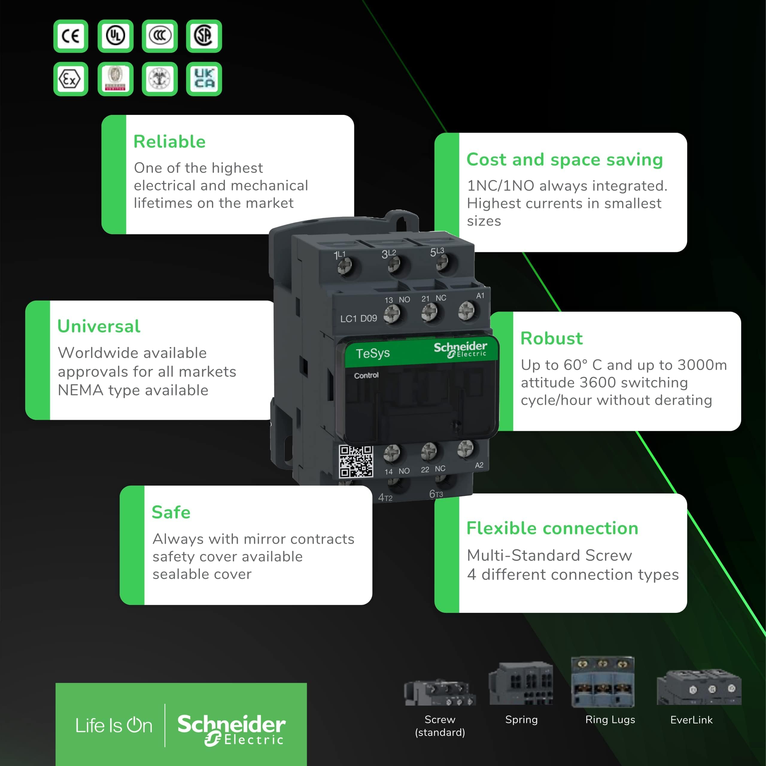 Schneider Electric - TeSys LC1D - contacteur - 3P - AC-3 440V - 9A - bobine 24Vcc - LC1D09BD