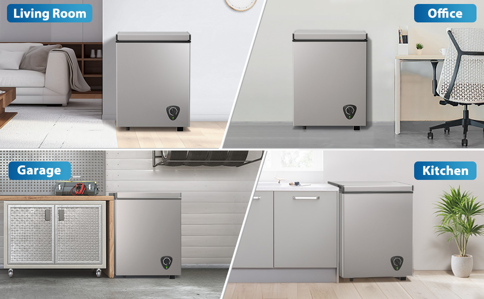 Image of Lifeplus Chest Freezer, 3.5 Cubic Feet Small Deep Freezer Compact Top Open Door with Removable Basket, 7 Temperature Control Energy Saving Super Quiet for Kitchen Office Apartment Garage, Grey