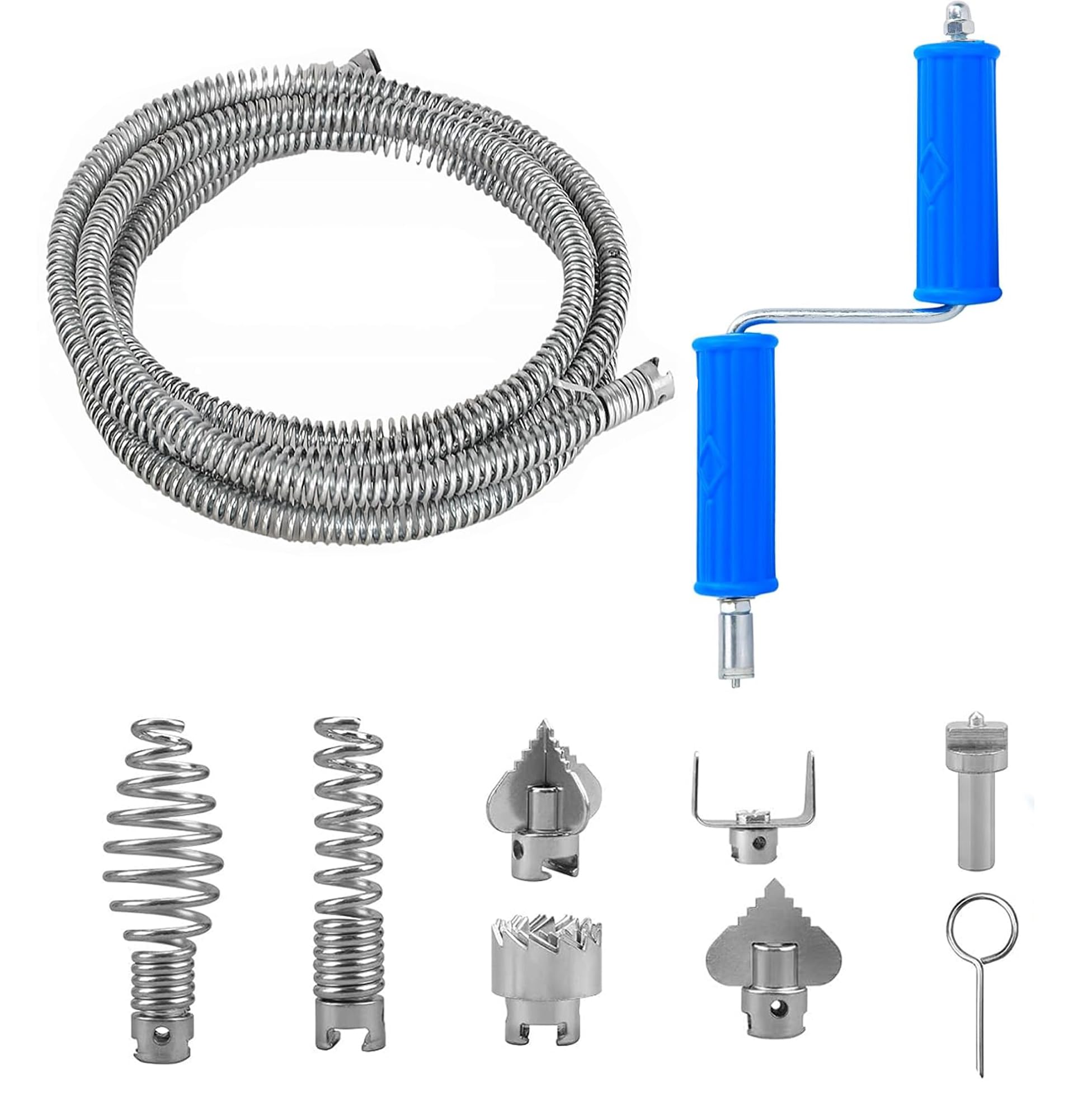 Ohbien Women's Silver Spiral Drain Unblocker 5M, 12Mm Pipe Cleaning Spiral Tool For Toilet