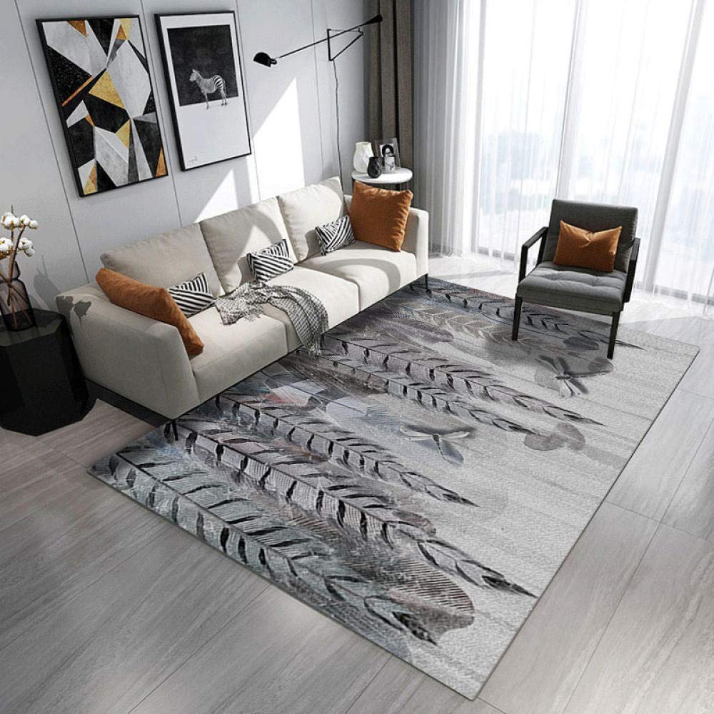 Tapis salon antidérapant fini les glissades grand tapis moderne noir gris 200x300