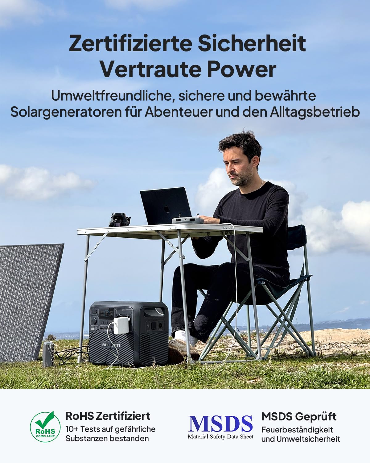 BLUETTI Elite 200 V2 Solar Generator (2025 Neu) mit 350W Solarpanel, 2073,6Wh Tragbare Powerstation mit 2 2600W AC Ausgängen, 17 Jahre Lebensdauer LiFePO4 Notstrom für Camping, Off-grid, Stromausfall