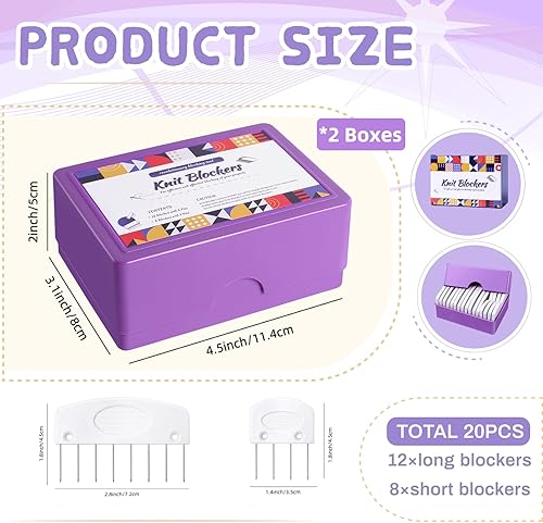 Miniatura 8 de Kit de 20 bloqueadores de punto y alfileres, peines de bloqueo de punto para bloquear tejer ganchillo, costura, encaje, proyectos de costura,