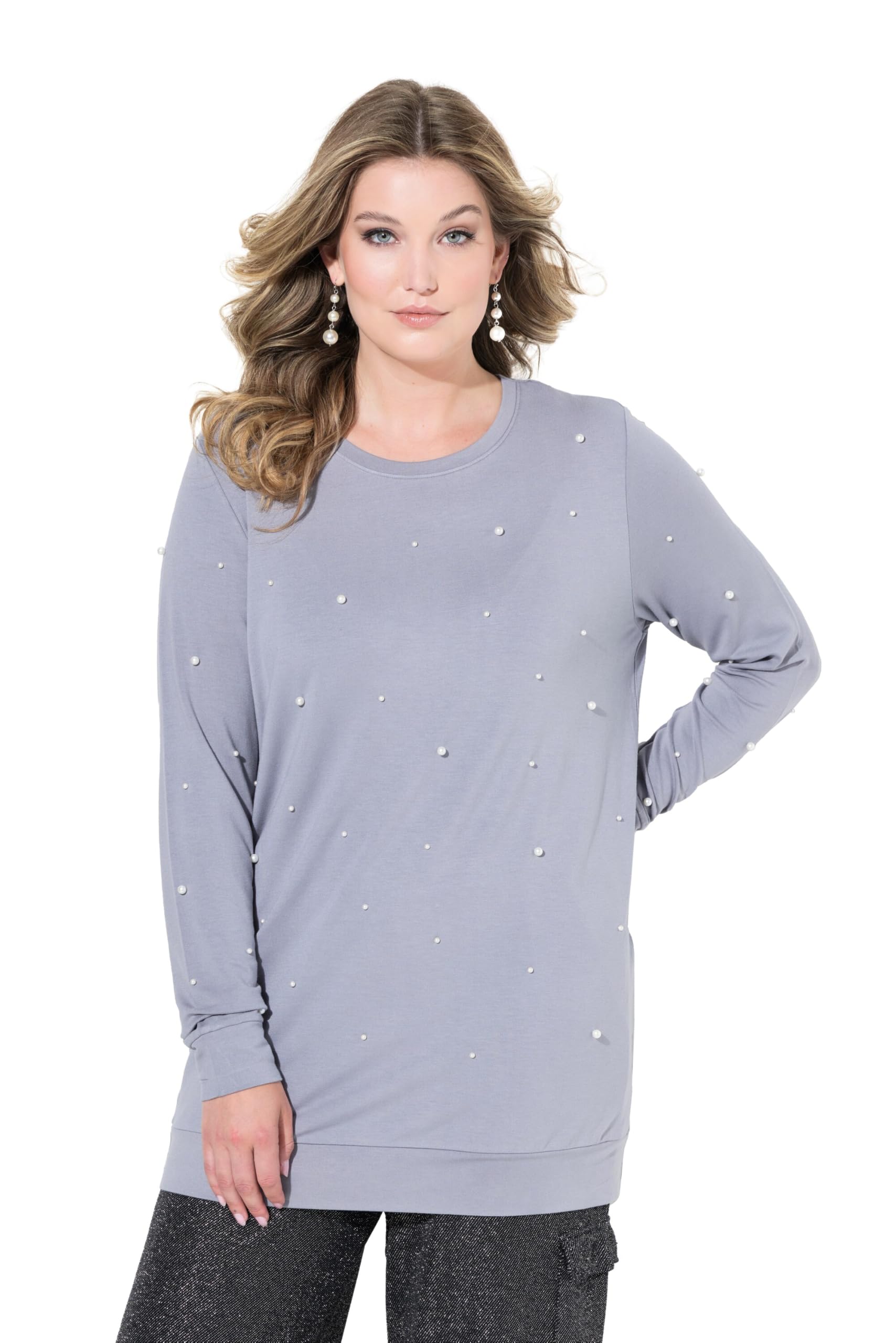 MIAMODA Damen große Größen Übergrößen Plus Size Sweatshirt, Zierperlen, Langarm 835779