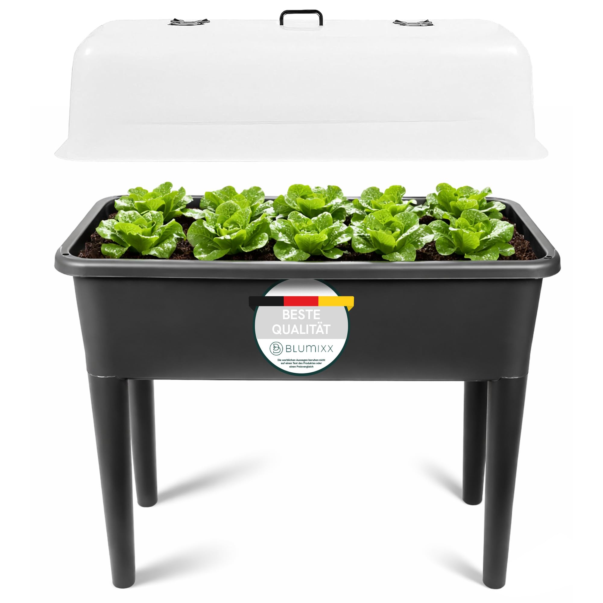 Hochbeet Kunststoff 76x37x84,5 cm | Robuster PP-Kunststoff mit abnehmbaren Beinen und Haube | Frühbeet für Garten und Balkon | Gemüsebeet im modernem Design