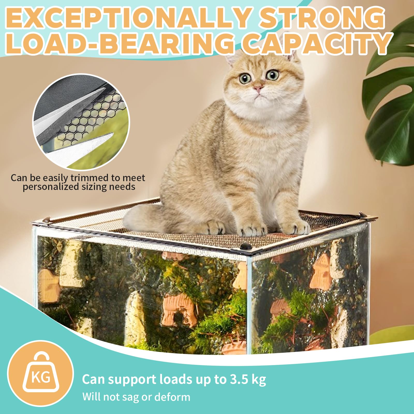 Aquarium-Sieb, Magnetisches Aquarium Anti Spring Netz, Fischisolationsbox Anti-Entweichungsnetz, Abdeckung für DASS Fische, Reptilien, Schildkröten Andere Tiere Entkommen, (80X40CM)
