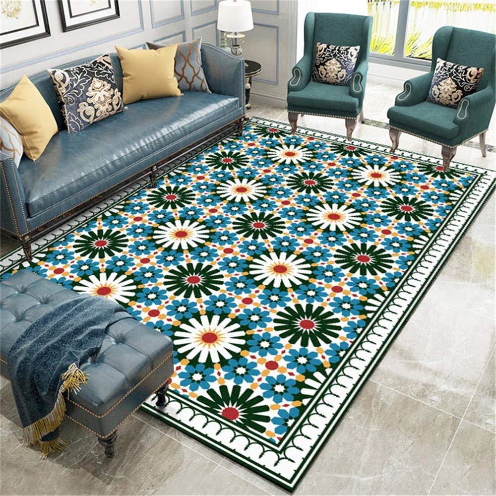 Tapis de salle de bain bleu rouge anti-saleté 40x120 cm pour entrée et salon