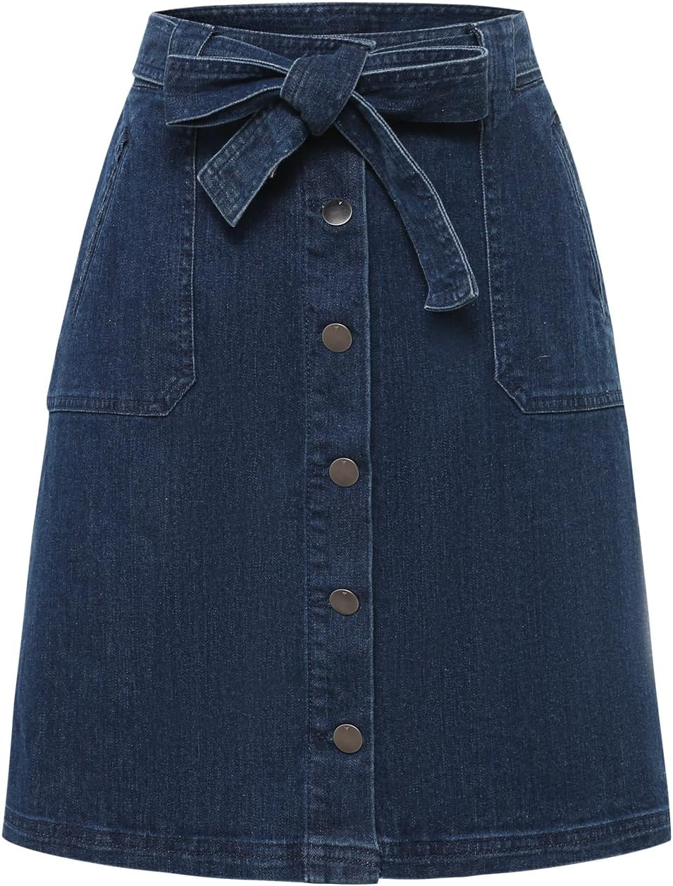Women's Jean Skirt High Waist Stretch Button Casual Mini Skirt with Pockets
