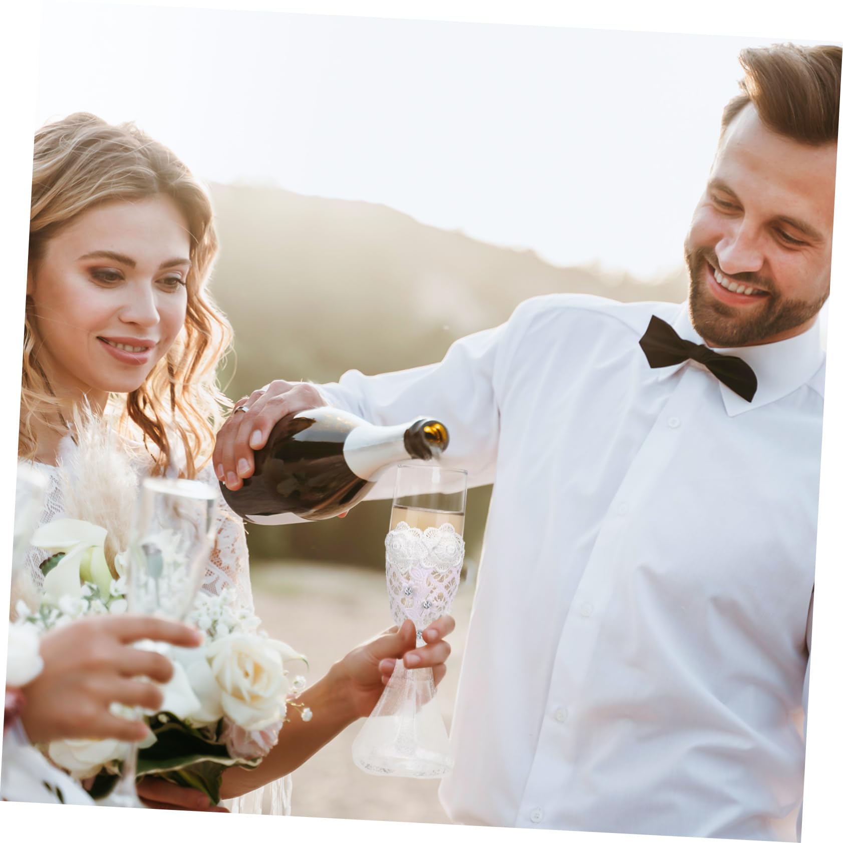 Copas de Vino para Boda, 1 Juego de Vidrio, Diseño Elegante
