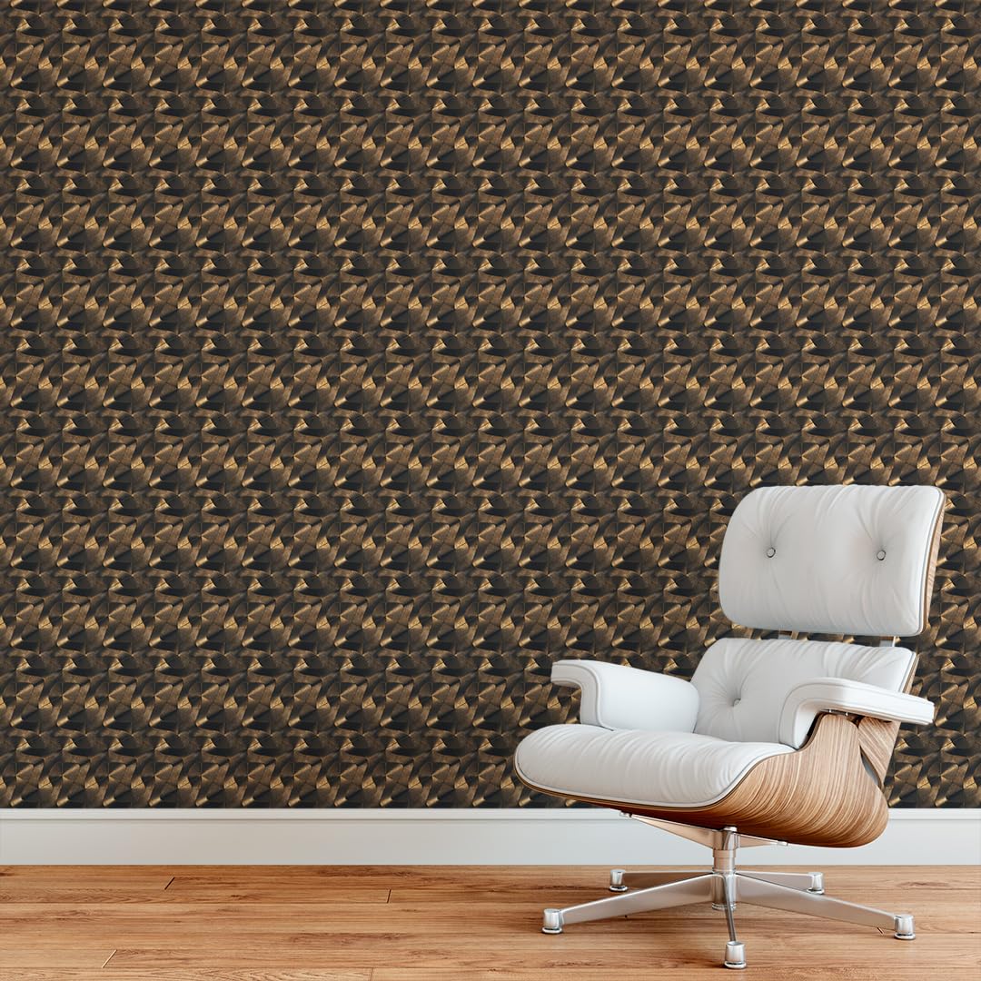 Tapeta samoprzylepna folia meblowa geometryczny wzór fali 3D ciemne złoto