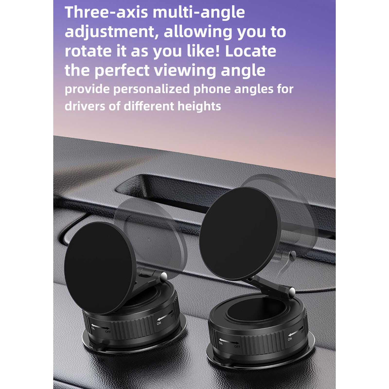 Soporte giratorio de 360 grados para teléfono celular con base de ventosa, soporte de teléfono de 360 grados para un ángulo de visión óptimo, soporte magnético para teléfono