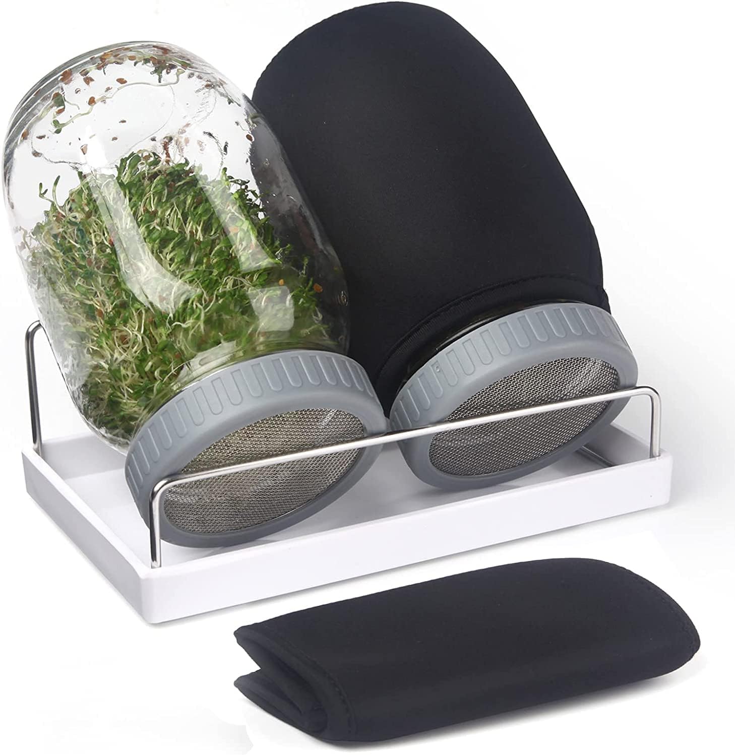 Amazon.com : Complete Sprouting Jar Kit| 2 Wide Mouth Mason Jars, 316 ...