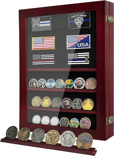 Soporte para monedas de desafío militar, caja de exhibición de monedas de madera con cerradura con vidrio templado HD, estante para monedas con disponible en Yaxa Colombia