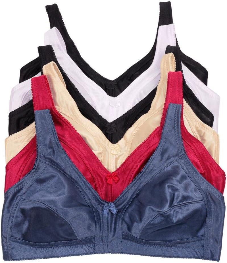 Women's 6-Pack Unlined Wire Free Bras (36C, solid satin)