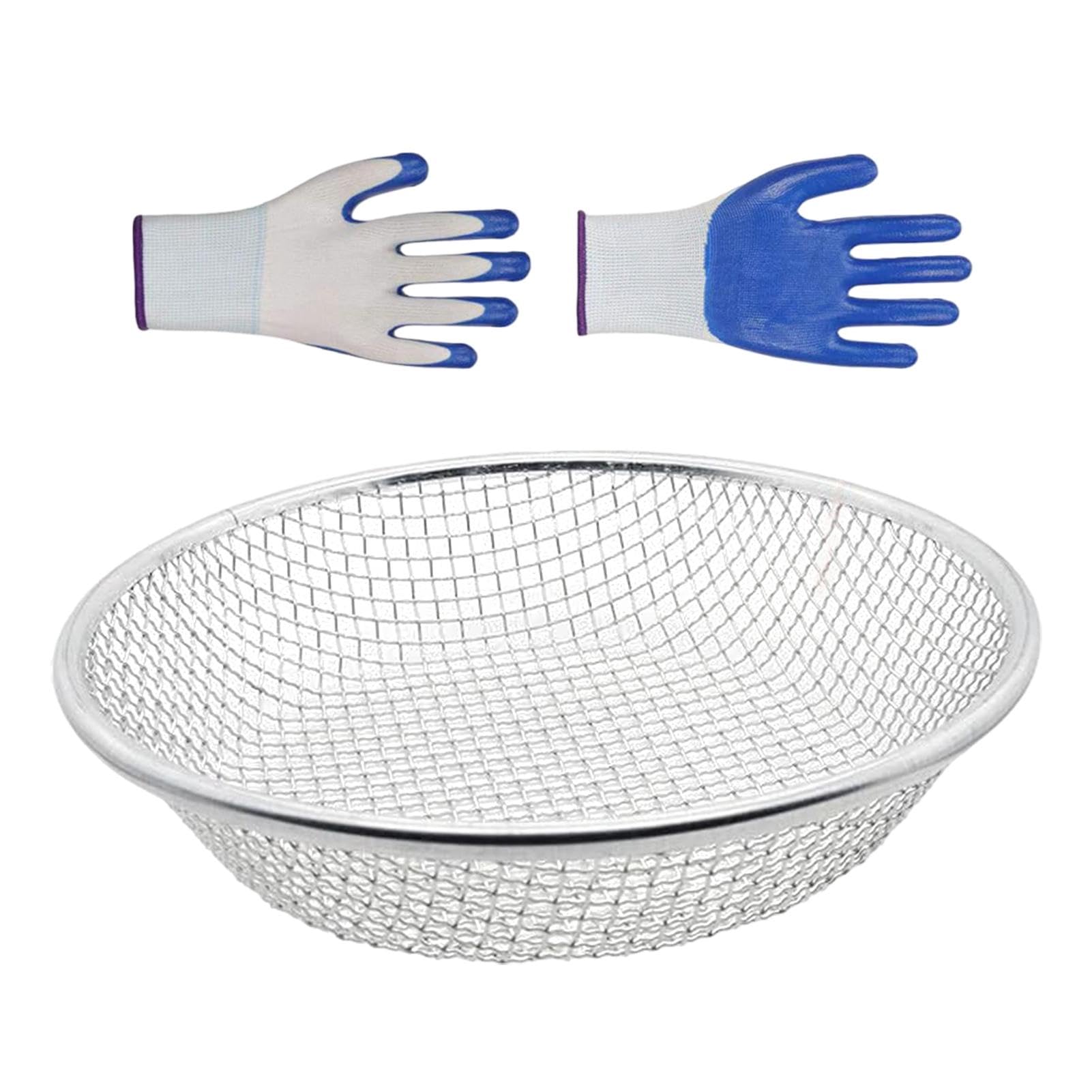 Setaccio Per Terreno Da Giardinaggio In Acciaio Inox, 30x30 Cm, Con Guanti, Ideale Per Compost E Rocce