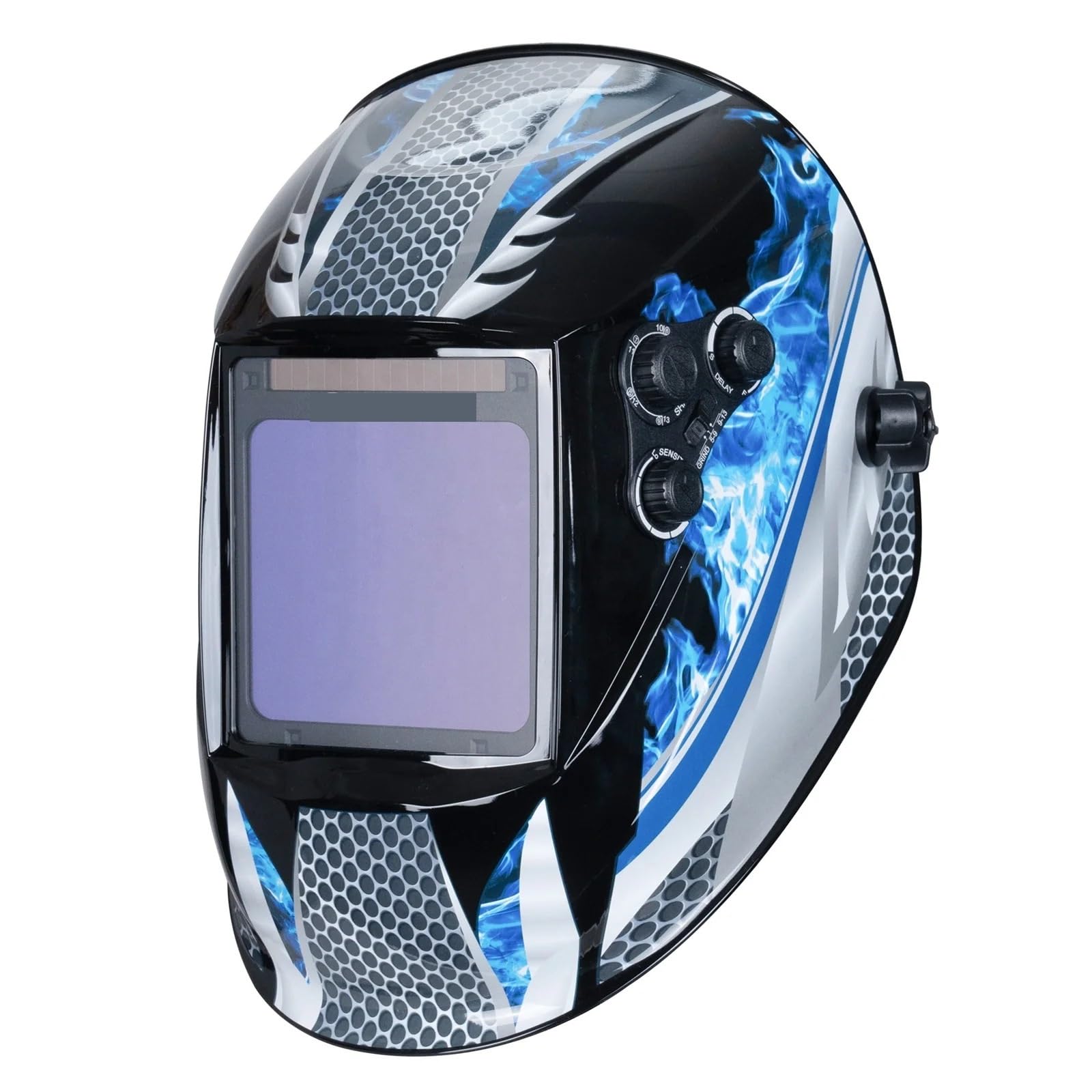 Careta Soldar Automatica,Casco de Soldadura Máscara de soldadura 1/1/1/1 Casco con oscurecimiento automático 100x97 mm Vista amplia Color verdadero 4 sensores for máquina soldadora(UN6K100x60mm1112)