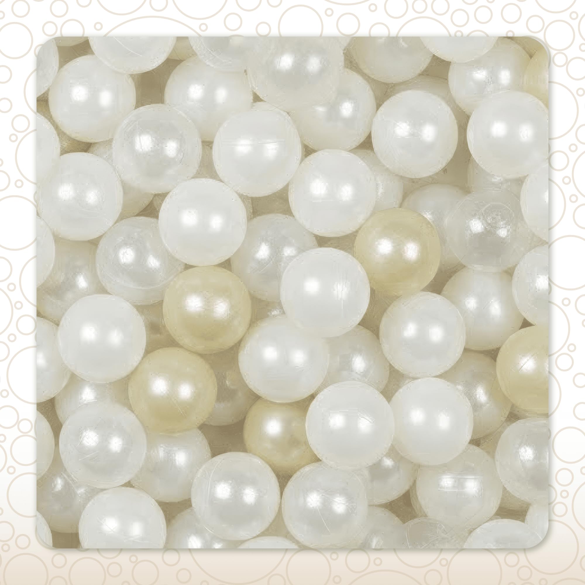 Mimii Bällebad 90x30cm 200 Bälle für Baby - Schaumstoff Bällepool für Kinder - Baby Ballgruben - Spielzeug Abnehmbar und Waschbar - Beige: Bällen Transparent/Hellgolden/Schillernd