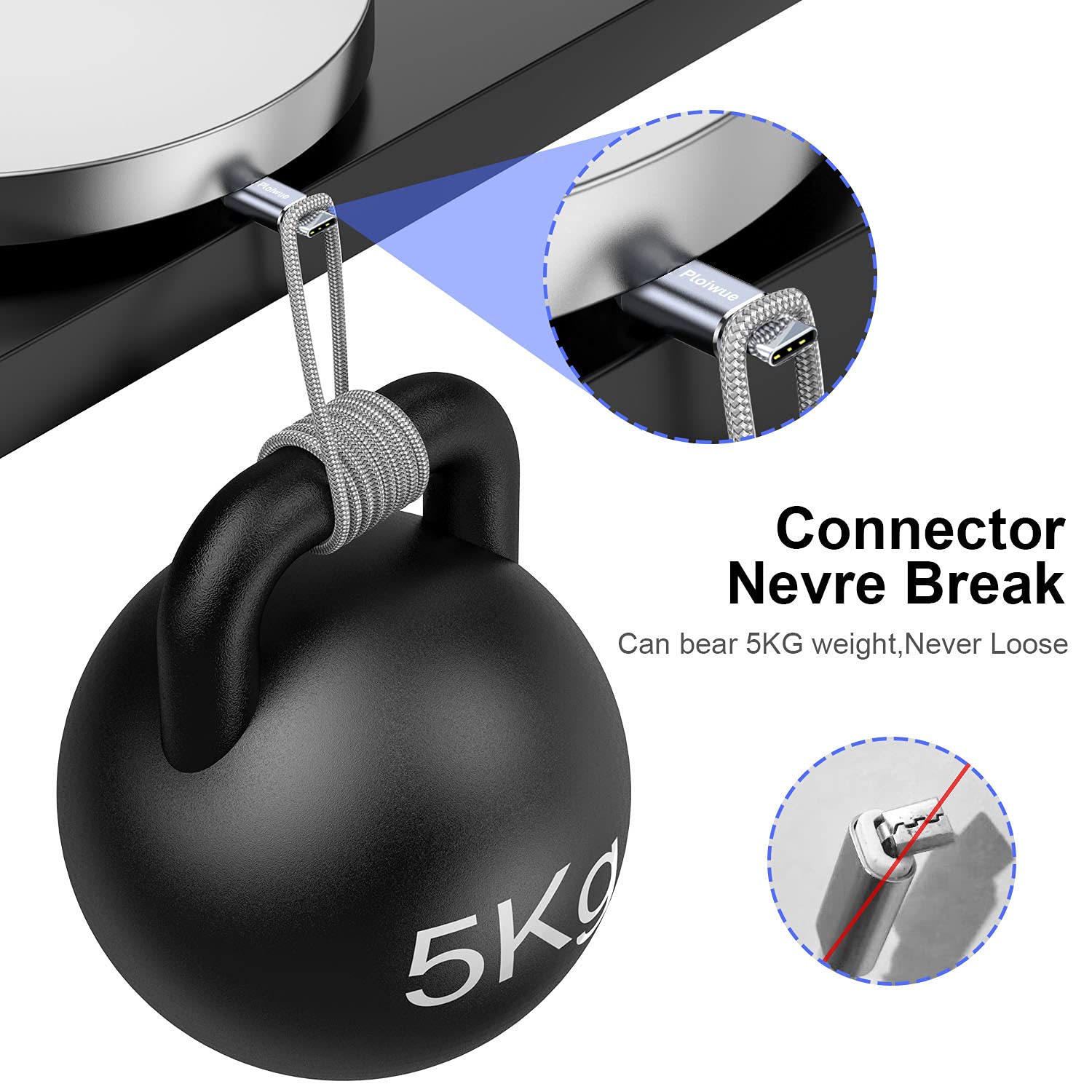 Bardzo długi kabel USB C, 5 m, kontroler PS5, kabel do ładowania, pleciony kabel USB typu C, kompatybilny z modelami Samsung Galaxy S20/S10/S9, Huawei, PS5, Xbox Series X/S, kontrolerem Switch Pro