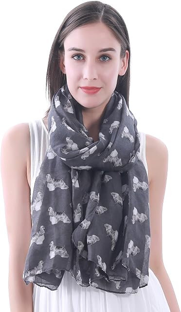 Lina & Lily Cocker Spaniel Dog Print Large Scarf Shawl