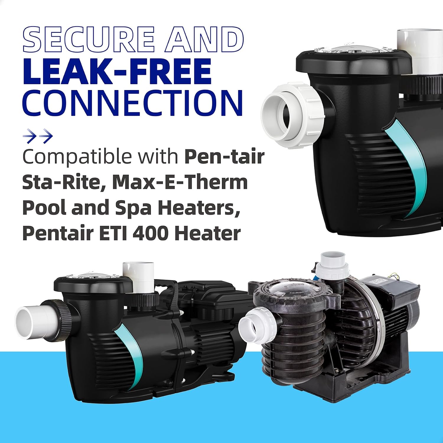 PalpitateC 42001-0402 2" Slip Half Union Adapter fit for Pentair Sta-Rite,Salt Water Chlorinator Cell,MaxeTherm,2" Half Union Adapter Replaces Pentair PKG188 Adapter for Pentair Mastertemp 200,250,400