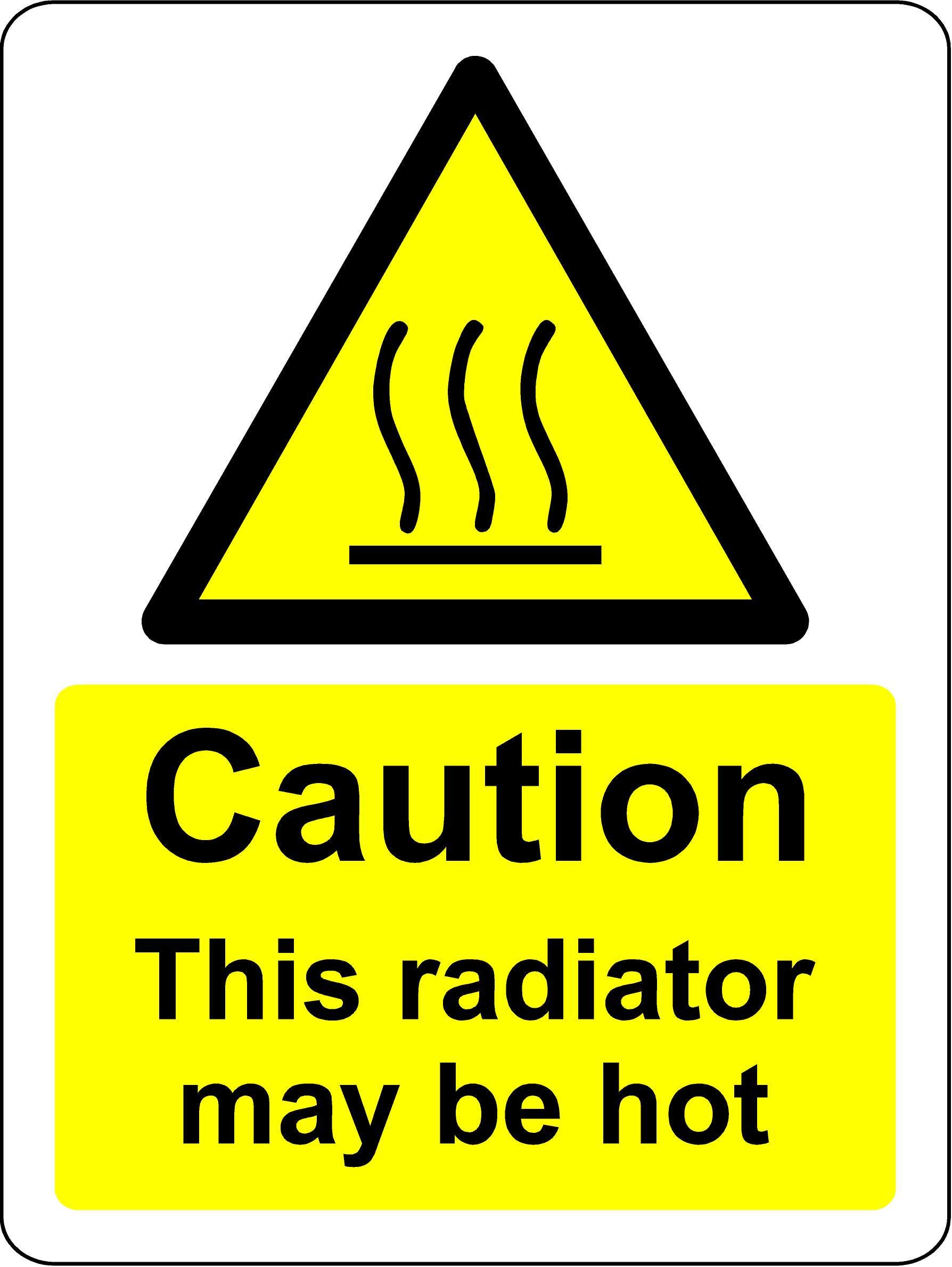 Kpcm Display Ltd Caution This Radiator May Be Hot Safety Sign - 1.2Mm Rigid Plastic 200Mm X 150Mm