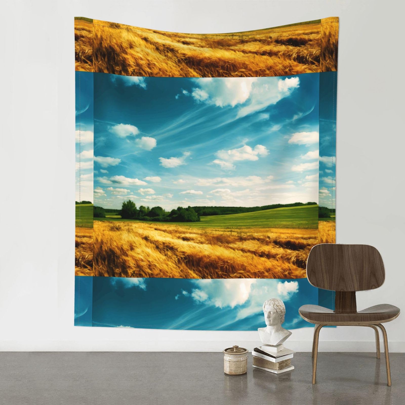 YYHHAOFA Wheat Field Prints 60x51in Wall Tapestry Boho Chic Dorm Decor & Beach Throw Blanket