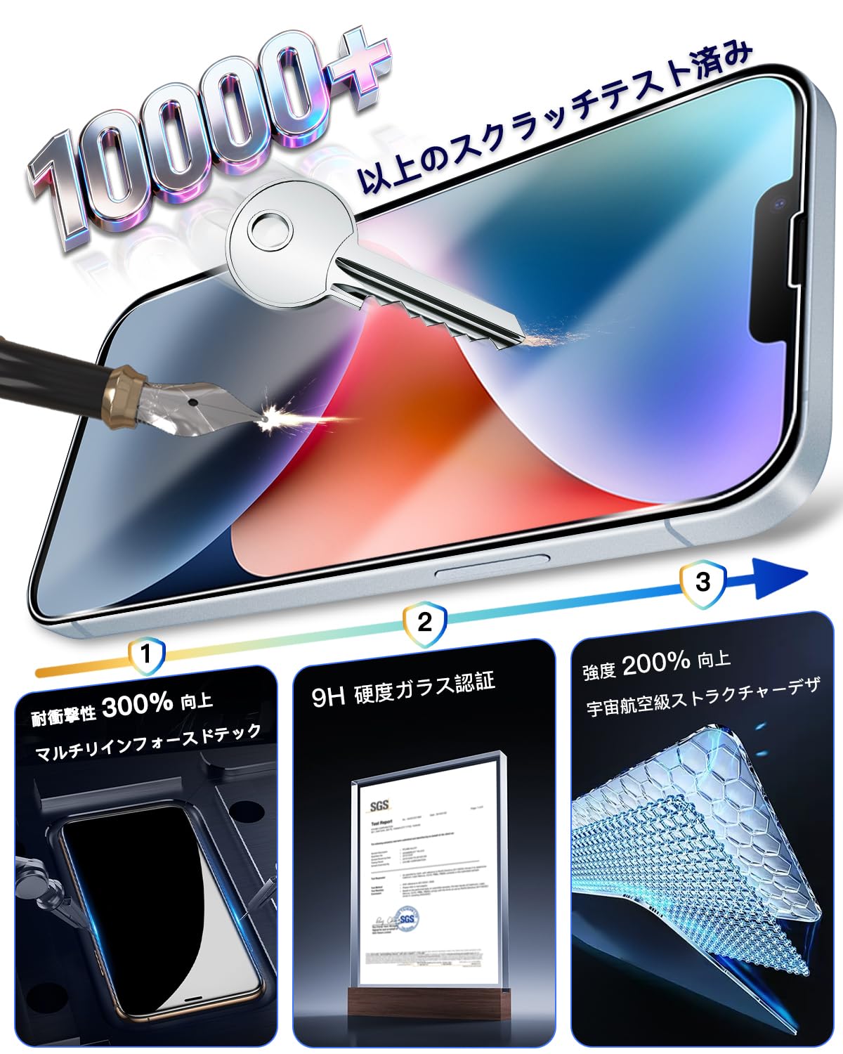 Amazon.co.jp: 【2+2枚セット ガイド枠付き】 対応 iPhone 14 ガラス