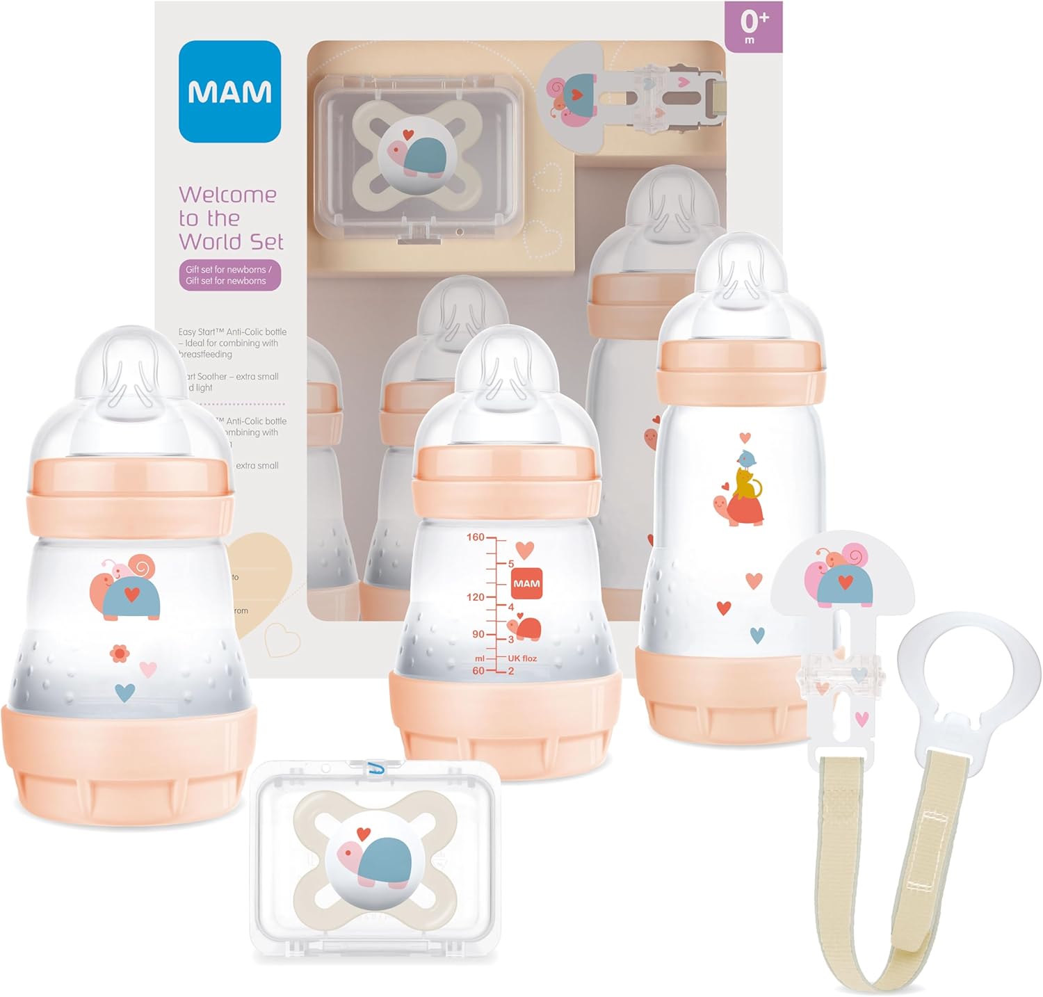 MAM to The World Gift Set with 3 AntiColic Bottles, Dummy