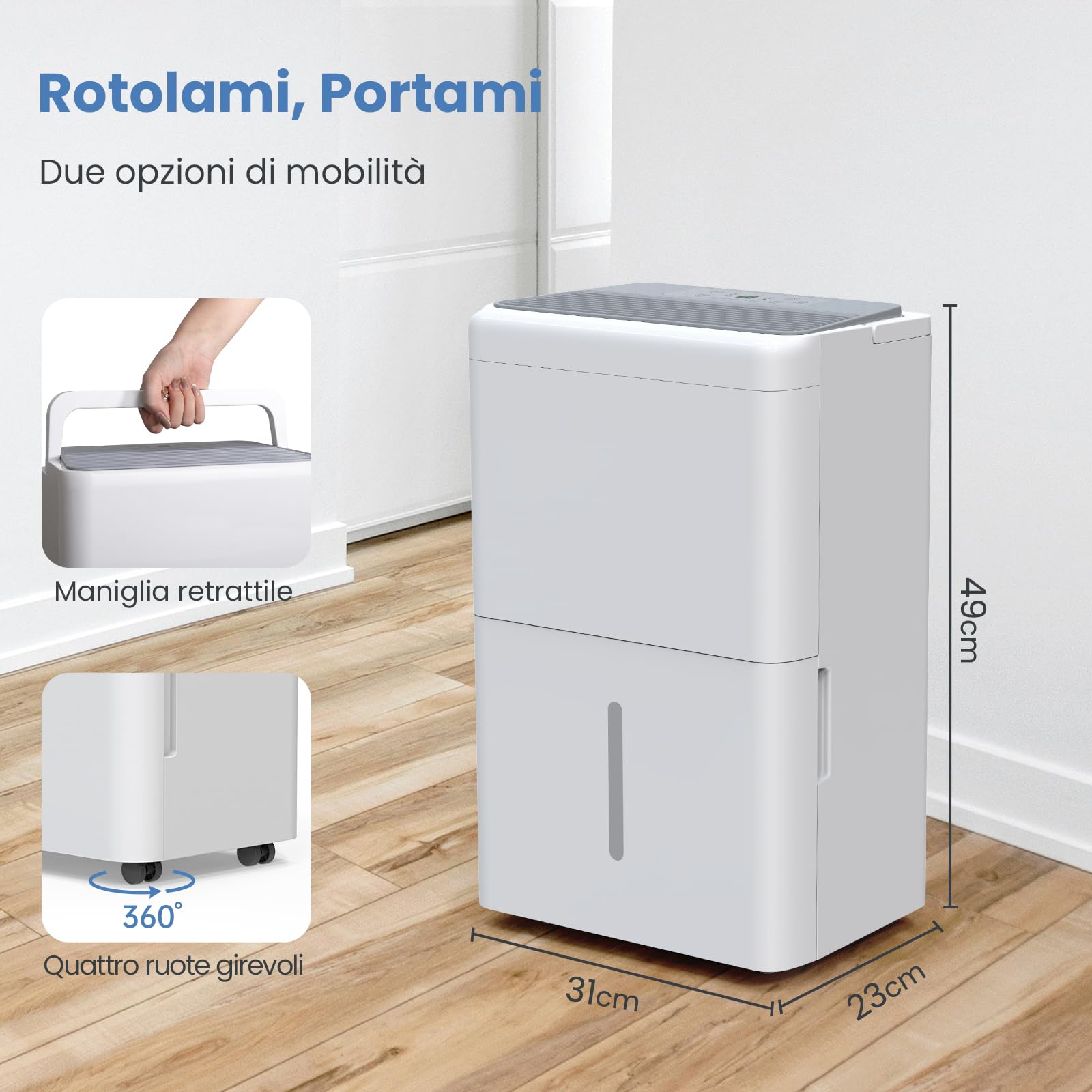 Deumidificatore 20L/Giorno Con Timer - Portatile Per Casa, Cantina, Lavanderia - Foto 5