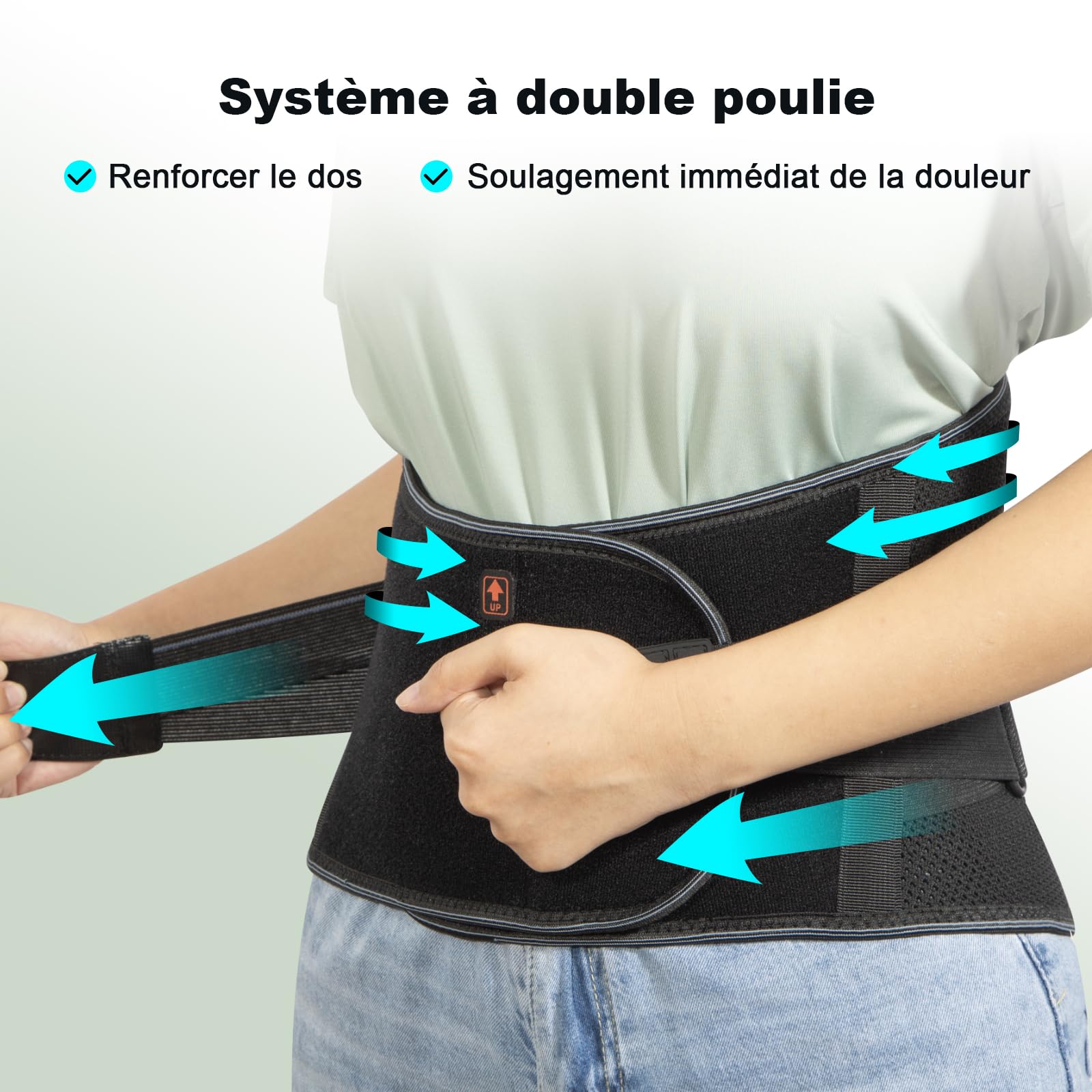 HONGJING Ceinture de soutien dorsal avec soutien bionique pour soulager les maux de dos, soutien lombaire 3D respirant avec système de poulie et 7 barres, convient aux hommes et aux femmes (2XL)