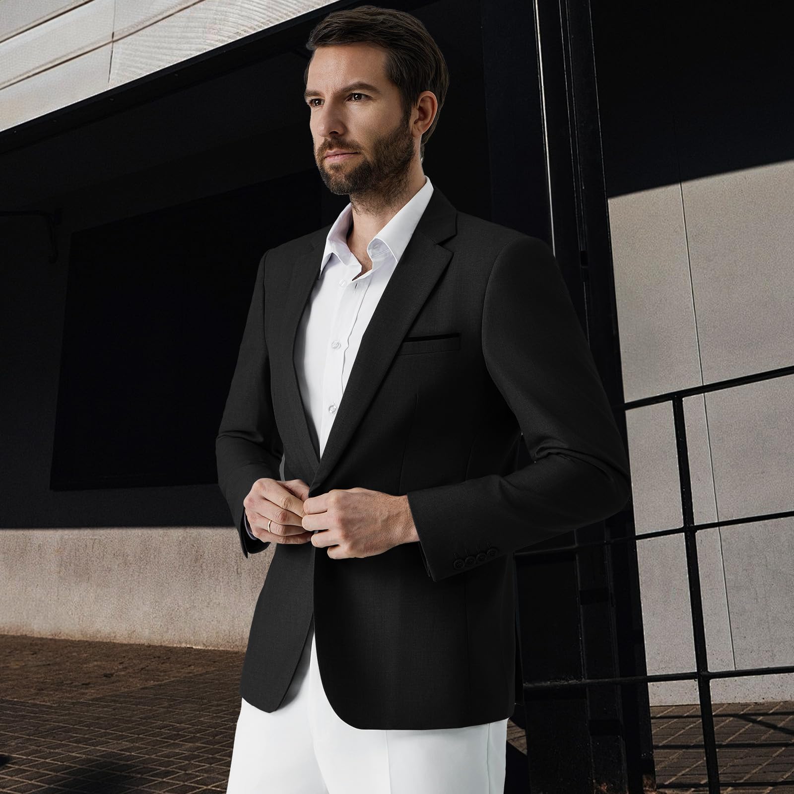 Blazer Chaqueta de Traje para Hombre Slim Fit con 1 Botón Blazer para Hombre Elegante Formal para Bodas Negocios y Veladas