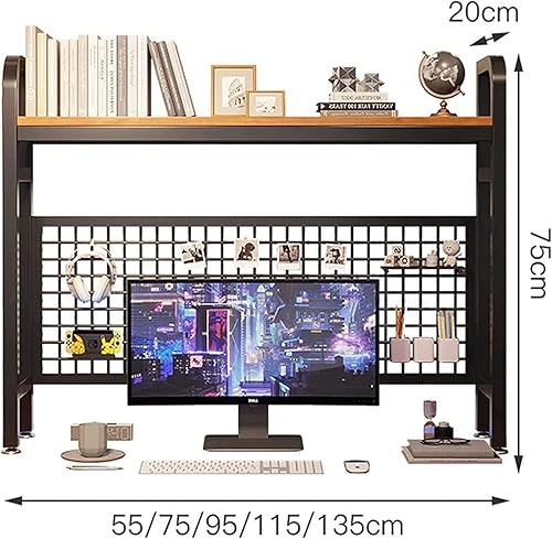 Miniatura 3 de Estantería de escritorio de hierro forjado, estante de escritorio industrial para computadora, estantería de escritorio ajustable, estante de