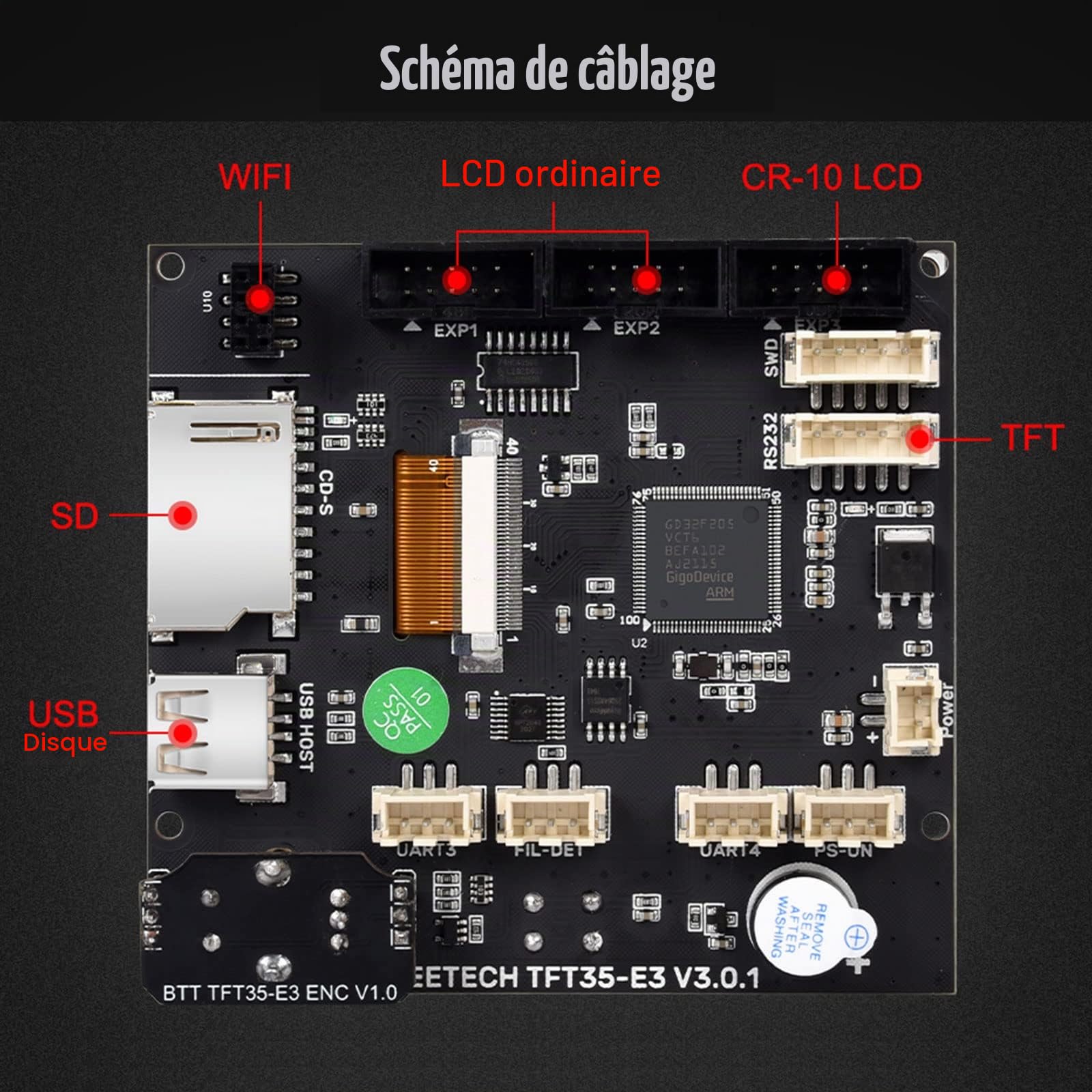 BIGTREETECH TFT35 E3 V3.0.1 écran Raspberry Pi 3.5 inch Upgrade Ender 3 Mini écran LCD Hdmi Remplacer pour Contrôleurs Imprimante 3D