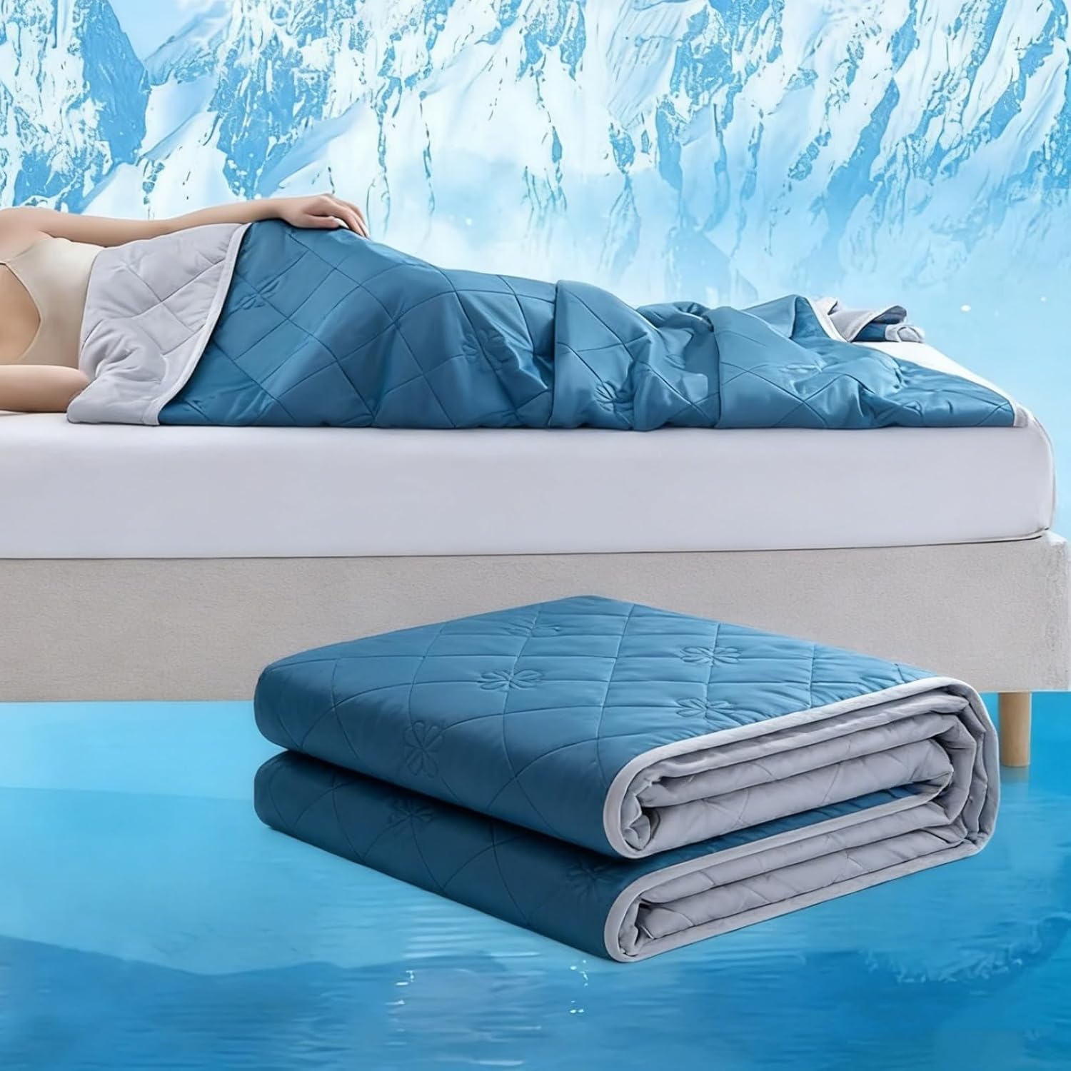 VUIKLCty Cool-touch Fibre Summer Duvet, Soft, Breathable And Comfortable (includes One Duvet Only)(Blue 01,180x200cm)