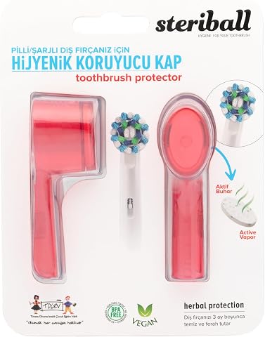STERIBALL ŞARJLI VE PİLLİ DİŞ FIRÇALARI İÇİN HİJYENİK DİŞ FIRÇASI KORUMA KABI-2'Lİ KIRMIZI
