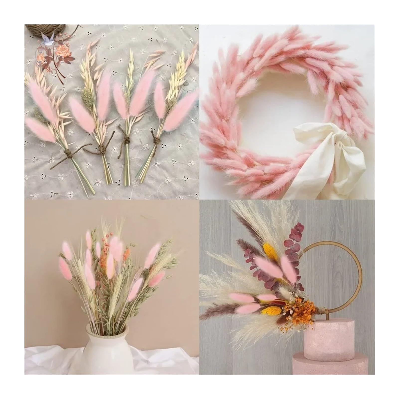Generico 50/100 pièces d'herbe naturelle de queue de lapin, fleurs séchées pour bouquet de mariée, décoration intérieure et photographie(jaune, 50PCS)