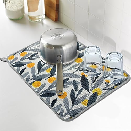 Miniatura 8 de SHIYUE Tapete de secado de platos para encimera de cocina, súper absorbente, decoración de cocina de primavera, tapete de secado de microfibra,