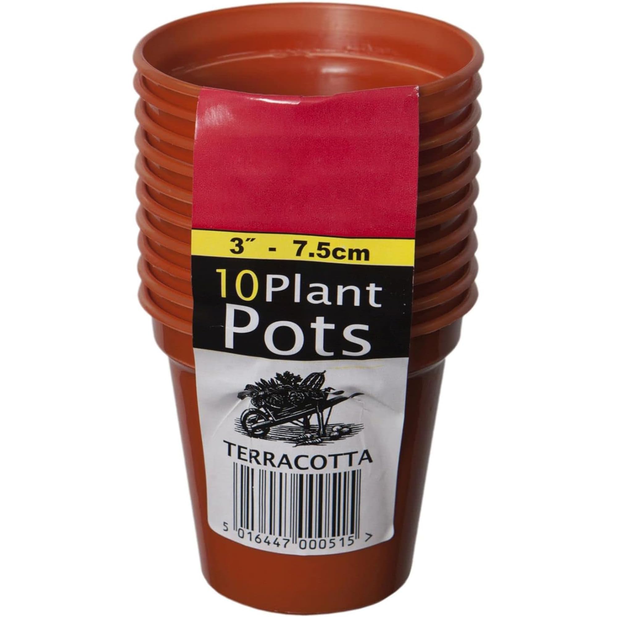 ANGIX 7.5cm Terracotta Plant Pots - Premium Glossy Plastic Reusable Flower Pots for Indoor & Outdoor Plants, Herbs - Ideal for Cultivation of Cuttings or Pricking Out - Garden Planters (Set of 10) — image 1