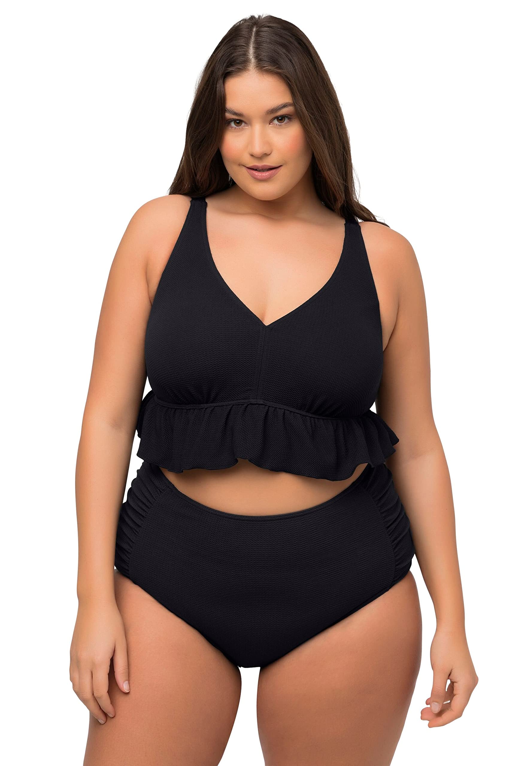 Ulla Popken Bikini, Struktur, Rüsche, Softcus, Träger Verstellbar Juego Mujer