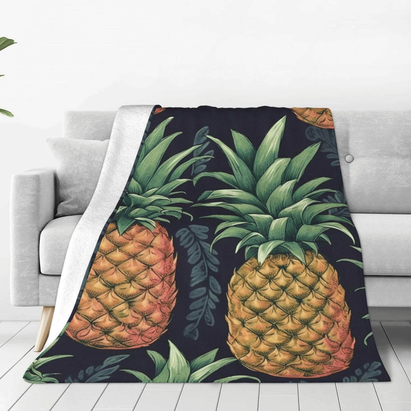 Pineapple Throw Blanket for Couch, Plush Fuzzy Soft Flannel Blankets and Throws for Sofa, 40"x30" Bed Blankets for Travel Camping Chair, All Season Warm Fleece Blanket