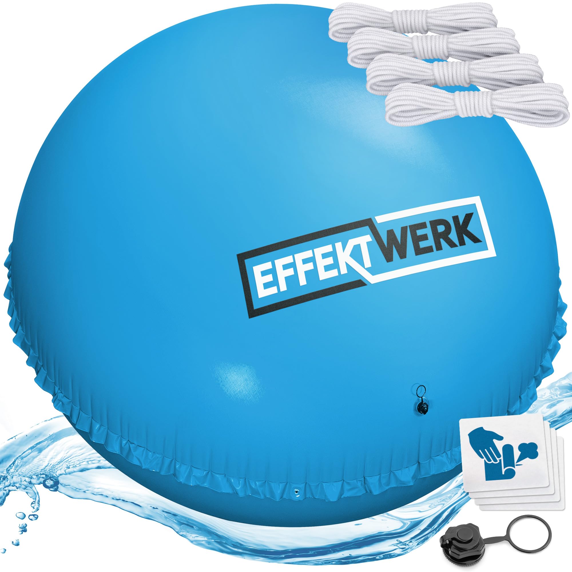Coussin de Piscine pour l’Hiver - Ballon Gonflable Géant de 4m / Équilibreur de Glace pour Piscine Hors-Sol avec Corde de 5m, Rustines et Bouchon de Valve